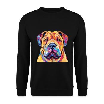 Shar Pei reinrassige Hunderasse buntes Aquarell - Unisex Pullover - Schwarz - Vorne - Alina (178cm) & Michal (187cm)