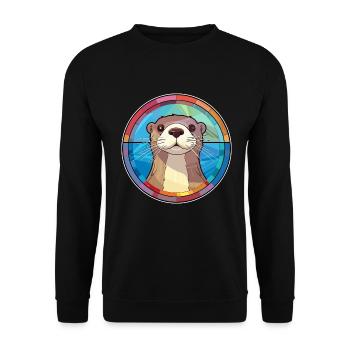 Otter Buntglas Bunte Karikatur Kawaii Tier - Unisex Pullover - Schwarz - Vorne - Alina (178cm) & Michal (187cm)