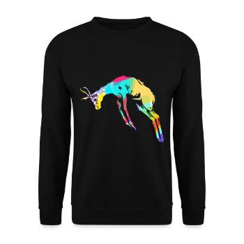 Spritzige Gazelle Steppenbewohner - Unisex Pullover - Schwarz - Vorne - Alina (178cm) & Michal (187cm)