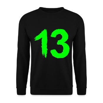 Zahl 13 Lieblingszahl Bürste - Unisex Pullover - Schwarz - Vorne - Alina (178cm) & Michal (187cm)