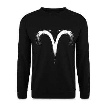 Sternzeichen Widder Aris Symbol Weiß Vektor Neu - Unisex Pullover - Schwarz - Vorne - Alina (178cm) & Michal (187cm)