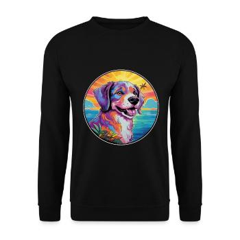 Cao de Castro Laboreiro Hunderasse Bunte Karikatur - Unisex Pullover - Schwarz - Vorne - Alina (178cm) & Michal (187cm)