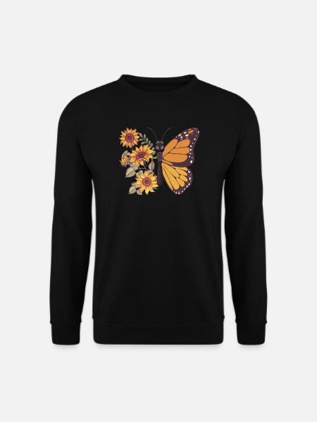 Schmetterling Sonnenblumen - Unisex Pullover - Schwarz