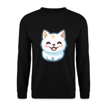 Burmilla Katze Karikatur Aquarell Illustration - Unisex Pullover - Schwarz - Vorne - Alina (178cm) & Michal (187cm)