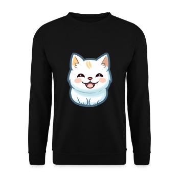 Burmilla Katze Karikatur Aquarell Illustration - Unisex Pullover - Schwarz - Vorne - Alina (178cm) & Michal (187cm)