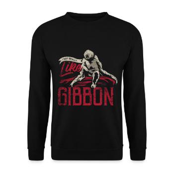 Wendiger Gibbon Dschungelbewohner - Unisex Pullover - Schwarz - Vorne - Alina (178cm) & Michal (187cm)