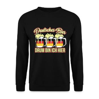 Deutsches Bier Wasen Wiesen München Brauerei Beer - Unisex Pullover - Schwarz - Vorne - Alina (178cm) & Michal (187cm)