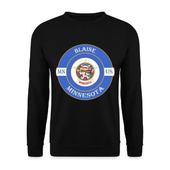 Blaine Minnesota Flagge USA Reise Souvenir Abzeichen - Unisex Pullover - Schwarz - Vorne - Alina (178cm) & Michal (187cm)
