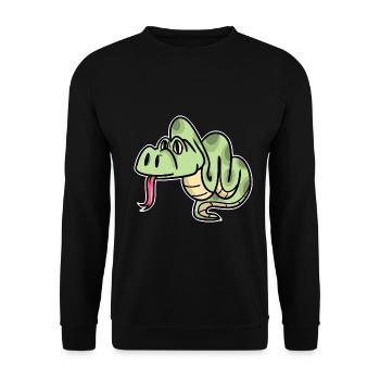 Umschlingende Python Regenwald - Unisex Pullover - Schwarz - Vorne - Alina (178cm) & Michal (187cm)