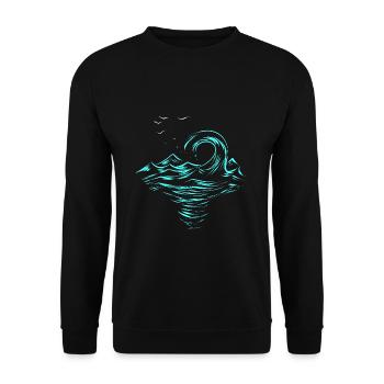 Türkise Welle Meer Surfen - Unisex Pullover - Schwarz - Vorne - Alina (178cm) & Michal (187cm)
