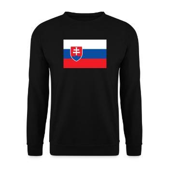 Slowakei – Flagge der Slowakei mit Wappen - Unisex Pullover - Schwarz - Vorne - Alina (178cm) & Michal (187cm)
