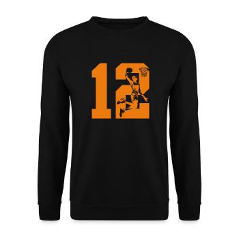 NUMMER 12 BASKETBALL 12. GEBURTSTAG - Unisex Pullover - Schwarz - Vorne - Alina (178cm) & Michal (187cm)