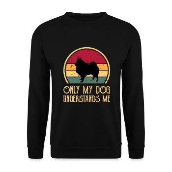 Deutscher Spitz Hundeliebhaber Silhouette Vintage Sonnenuntergang - Unisex Pullover - Schwarz - Vorne - Alina (178cm) & Michal (187cm)