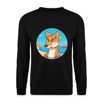 Kojote Aquarell Cartoon Kawaii Clipart Tier - Unisex Pullover - Schwarz - Vorne - Alina (178cm) & Michal (187cm)