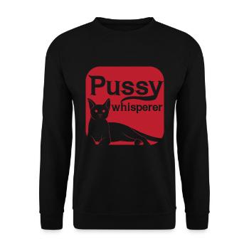 Pussy Whisperer Katzen Flüsterer - Unisex Pullover - Schwarz - Vorne - Alina (178cm) & Michal (187cm)