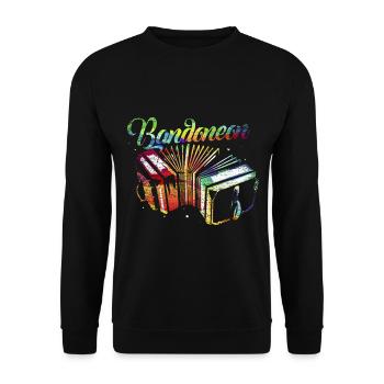 Kraftvoller Bandoneon Tangoklang - Unisex Pullover - Schwarz - Vorne - Alina (178cm) & Michal (187cm)