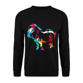 Robustes Shetlandpony Reitstallfreund - Unisex Pullover - Schwarz - Vorne - Alina (178cm) & Michal (187cm)