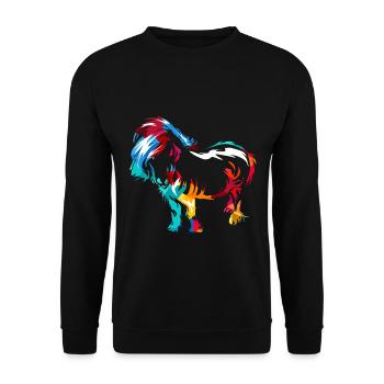 Robustes Shetlandpony Reitstallfreund - Unisex Pullover - Schwarz - Vorne - Alina (178cm) & Michal (187cm)