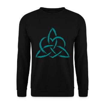 Triquetra Keltisches Herz Knoten Symbol - Unisex Pullover - Schwarz - Vorne - Alina (178cm) & Michal (187cm)