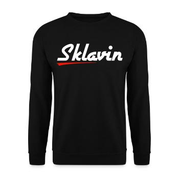 Sklavin mit roter Akzentlinie - Unisex Pullover - Schwarz - Vorne - Alina (178cm) & Michal (187cm)