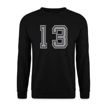 Trikotnummer 13 - Unisex Pullover - Schwarz - Vorne - Alina (178cm) & Michal (187cm)