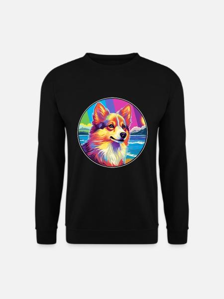 Isländischer Schäferhund Hunderasse Bunte Karikatur Wate - Unisex Pullover - Schwarz