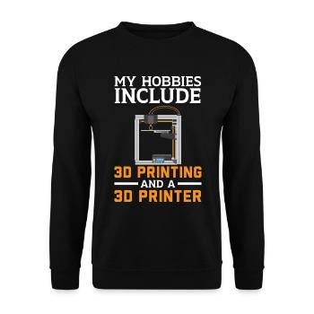 Zu meinen Hobbys gehören 3D-Druck und ein 3D-Druck - Unisex Pullover - Schwarz - Vorne - Alina (178cm) & Michal (187cm)