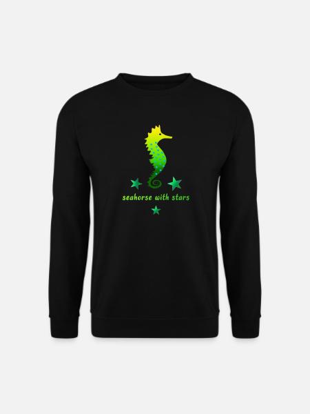 grünes Seepferdchen mit Sternchen - Unisex Pullover - Schwarz