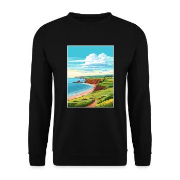 St Bees Head Cumbria Vintage Reiseposter WPA Kunst - Unisex Pullover - Schwarz - Vorne - Alina (178cm) & Michal (187cm)