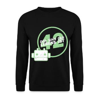 Intergalaktische Sinnsuche Anhalter - Unisex Pullover - Schwarz - Vorne - Alina (178cm) & Michal (187cm)