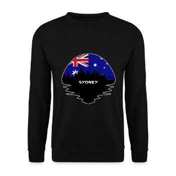Sydney Australien Flagge Skyline Silhouette Reisen - Unisex Pullover - Schwarz - Vorne - Alina (178cm) & Michal (187cm)