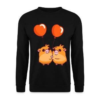 Meerschweinchen, Kawaii, Karikatur, Spielender, Mit, Balloons - Unisex Pullover - Schwarz - Vorne - Alina (178cm) & Michal (187cm)