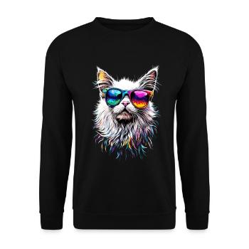 Angora Katze Weiße Angorakatze Süße Angora Katzen - Unisex Pullover - Schwarz - Vorne - Alina (178cm) & Michal (187cm)