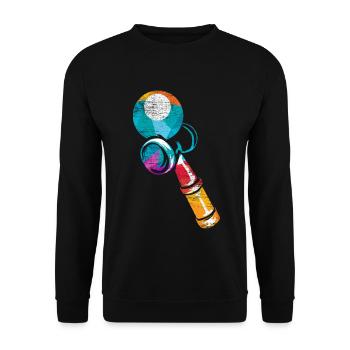 Schwungvolles Kendama Ballspiel - Unisex Pullover - Schwarz - Vorne - Alina (178cm) & Michal (187cm)