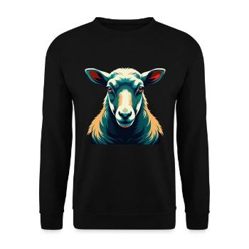 Schaf Cartoon Figur Buntes Haustier Tier - Unisex Pullover - Schwarz - Vorne - Alina (178cm) & Michal (187cm)
