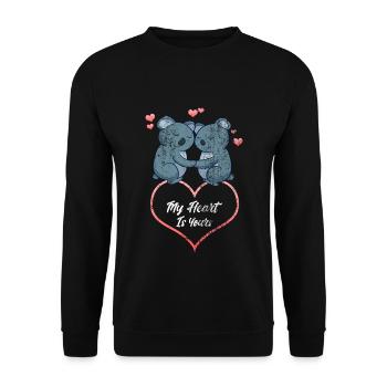 Mein Herz gehört Dir Liebesbeweis Partnerlook Part - Unisex Pullover - Schwarz - Vorne - Alina (178cm) & Michal (187cm)