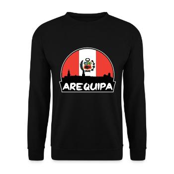 Arequipa Peru Flagge Skyline Silhouette Reisen - Unisex Pullover - Schwarz - Vorne - Alina (178cm) & Michal (187cm)