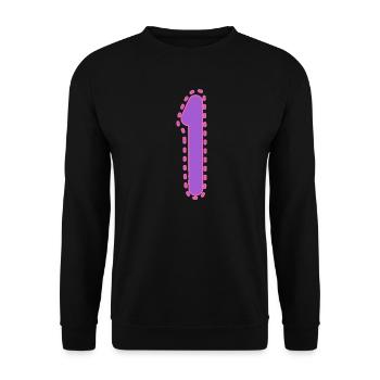 1. 1 JAHR. 1. JAHRESTAG. 1 JAHR GEBURTSTAG - Unisex Pullover - Schwarz - Vorne - Alina (178cm) & Michal (187cm)