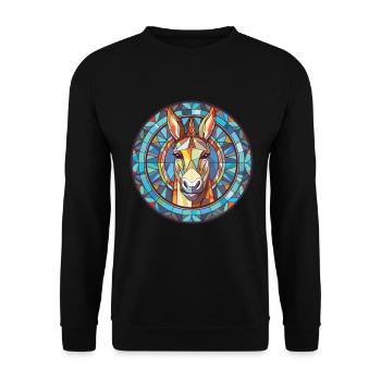 Esel Buntes Aquarell Tier Haustier Illustration - Unisex Pullover - Schwarz - Vorne - Alina (178cm) & Michal (187cm)