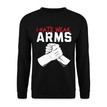 Ich hasse schwache Arme Armdrücken Armdrücken - Unisex Pullover - Schwarz - Vorne - Alina (178cm) & Michal (187cm)