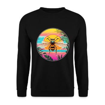 Biene buntes Aquarell Cartoon Kawaii Tier - Unisex Pullover - Schwarz - Vorne - Alina (178cm) & Michal (187cm)