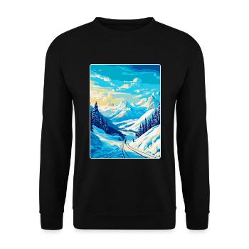 Laax Schweiz Vintage Reiseplakat Souvenir - Unisex Pullover - Schwarz - Vorne - Alina (178cm) & Michal (187cm)