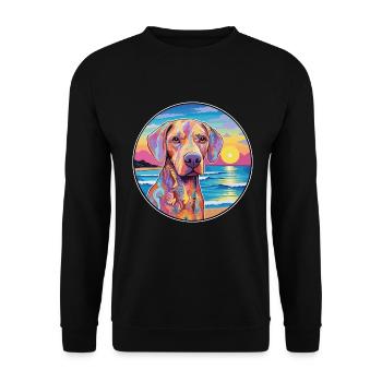 Braque Saint Germain Hunderasse Bunte Karikatur Wa - Unisex Pullover - Schwarz - Vorne - Alina (178cm) & Michal (187cm)