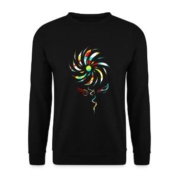 Bunte Blüte Spirale Regenbogen abstrakt - Unisex Pullover - Schwarz - Vorne - Alina (178cm) & Michal (187cm)