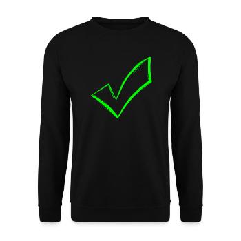 Häkchen hacken OK Symbol gesendet - Unisex Pullover - Schwarz - Vorne - Alina (178cm) & Michal (187cm)