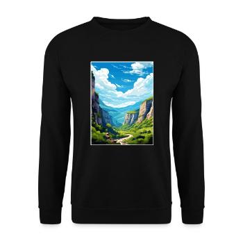 Vikos Schlucht Griechenland Deko Vintage Reiseposter WPA - Unisex Pullover - Schwarz - Vorne - Alina (178cm) & Michal (187cm)
