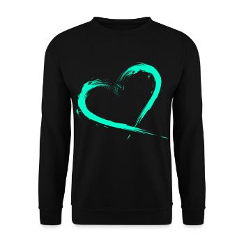 Herz Design Türkis Vektor neu - Unisex Pullover - Schwarz - Vorne - Alina (178cm) & Michal (187cm)