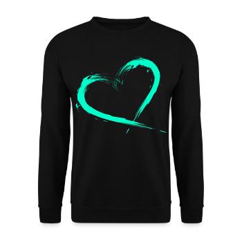 Herz Design Türkis Vektor neu - Unisex Pullover - Schwarz - Vorne - Alina (178cm) & Michal (187cm)