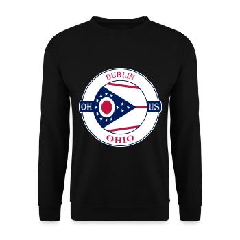 Dublin Ohio Flagge USA Reise Souvenir Abzeichen - Unisex Pullover - Schwarz - Vorne - Alina (178cm) & Michal (187cm)