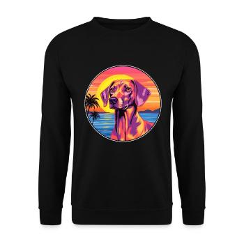 Andalusischer Jagdhund Rasse Bunte Karikatur Wasserc - Unisex Pullover - Schwarz - Vorne - Alina (178cm) & Michal (187cm)